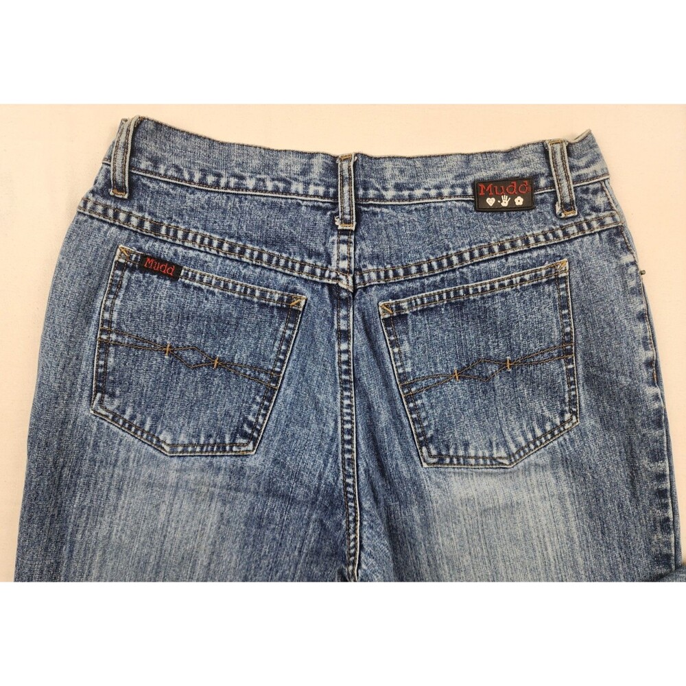 Vintage Mudd Jeans Womens Juniors 9 Blue Flare Denim Jean Y2K Bell bottoms 29x31 - Picture 6 of 8
